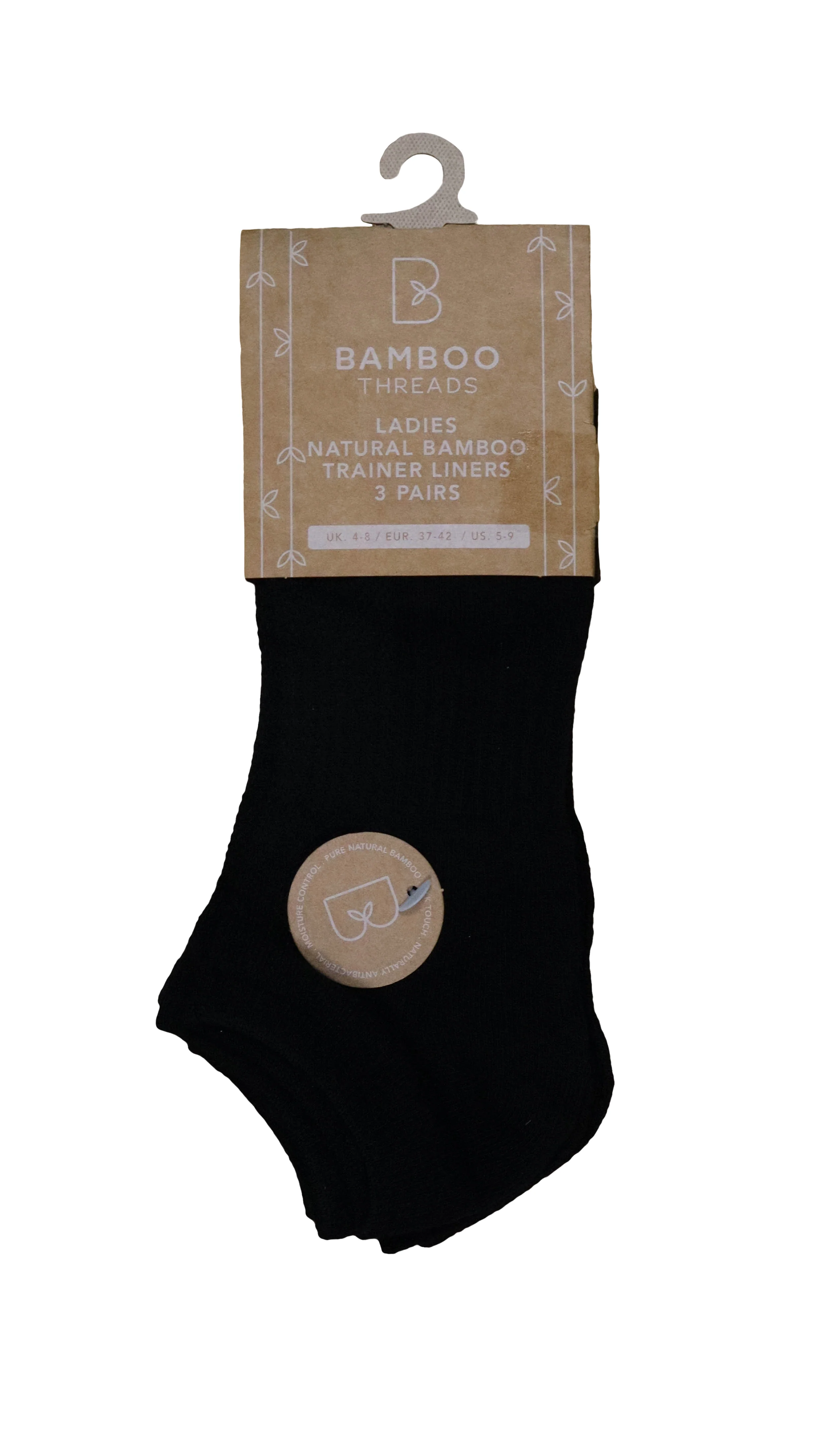 Bamboo Trainer Liner Socks Black - Insurauncei