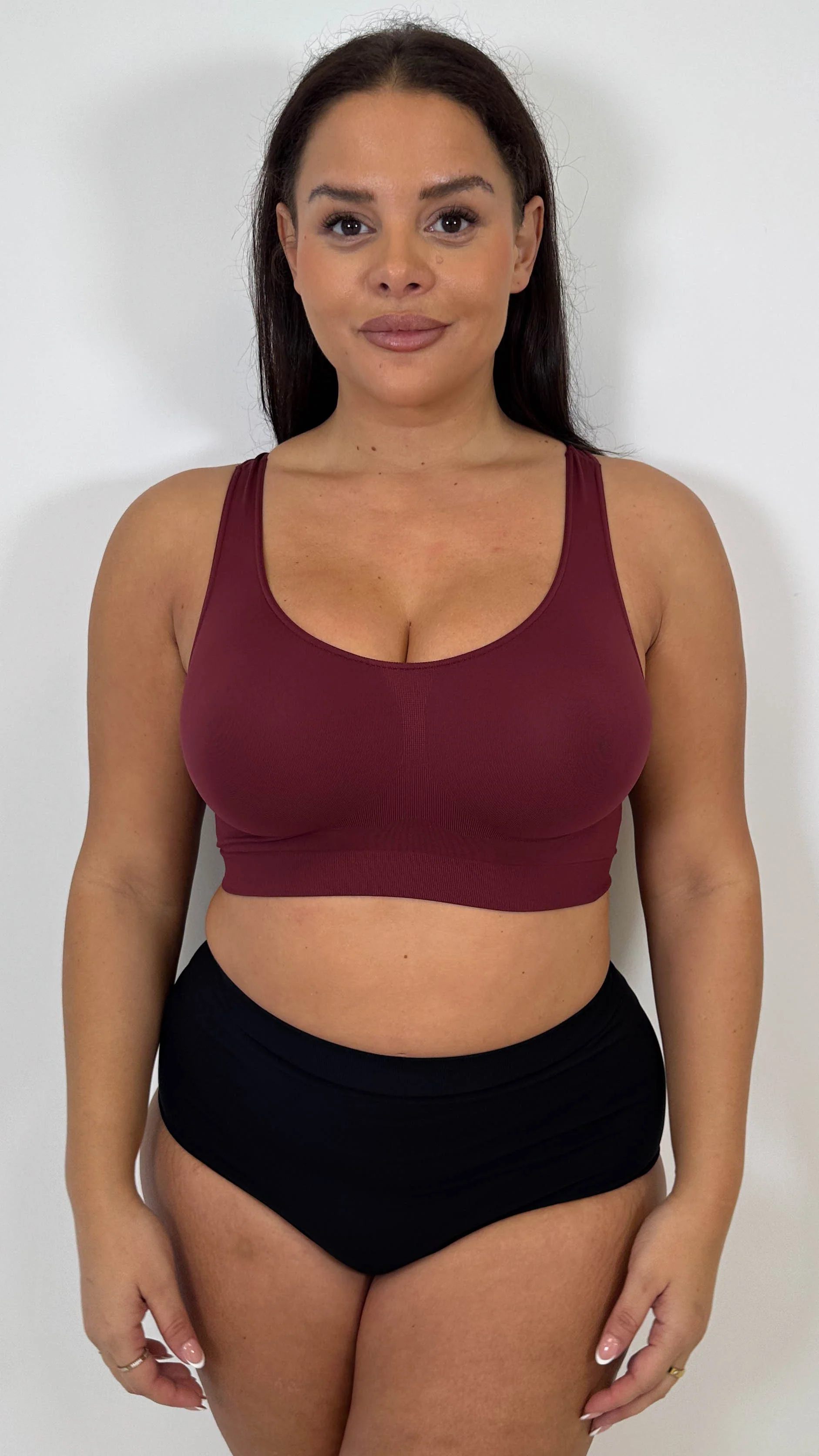 Curvy Seam Free Comfort Bra Burgundy - Insurauncei