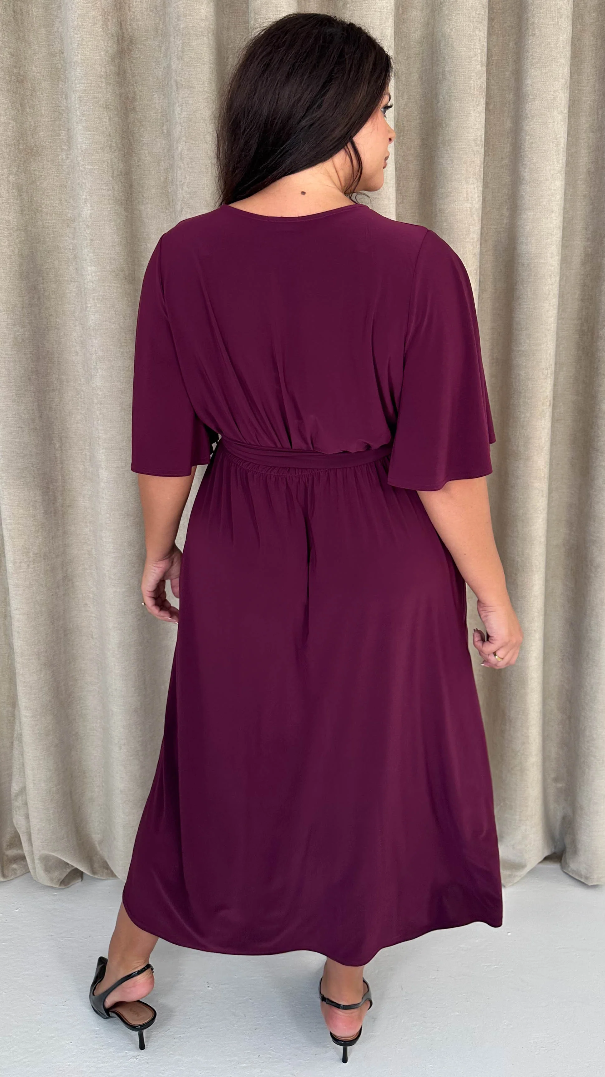 CurveWow Irregular Buckle Split Front Wrap Dress Plum - Insurauncei