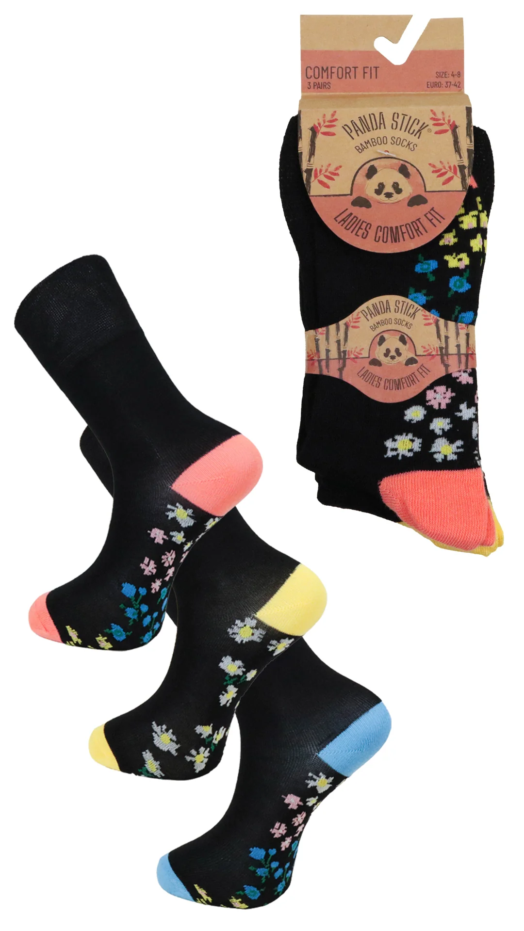 3 Pack Comfort Fit Bamboo Socks Orange Ditsy - Insurauncei