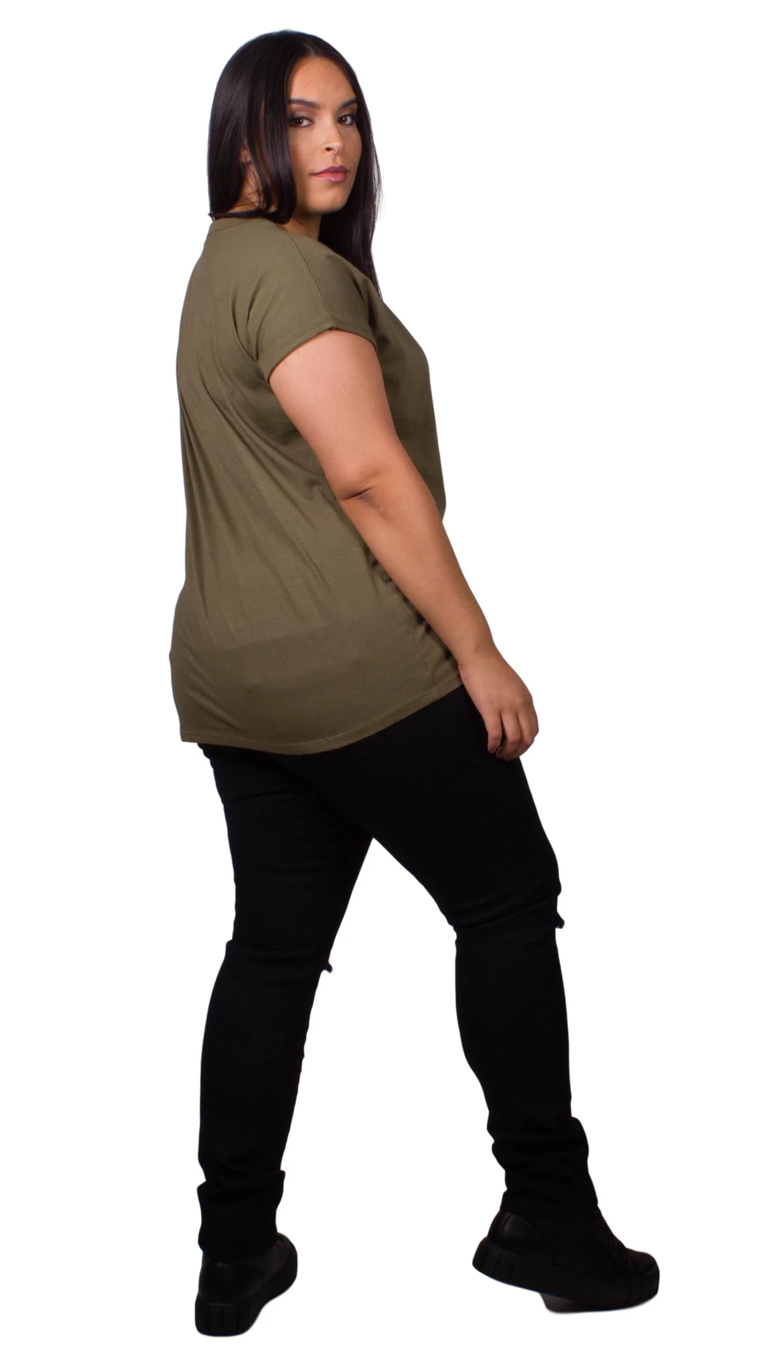 Curvewow Boyfriend T-Shirt Olive - Insurauncei