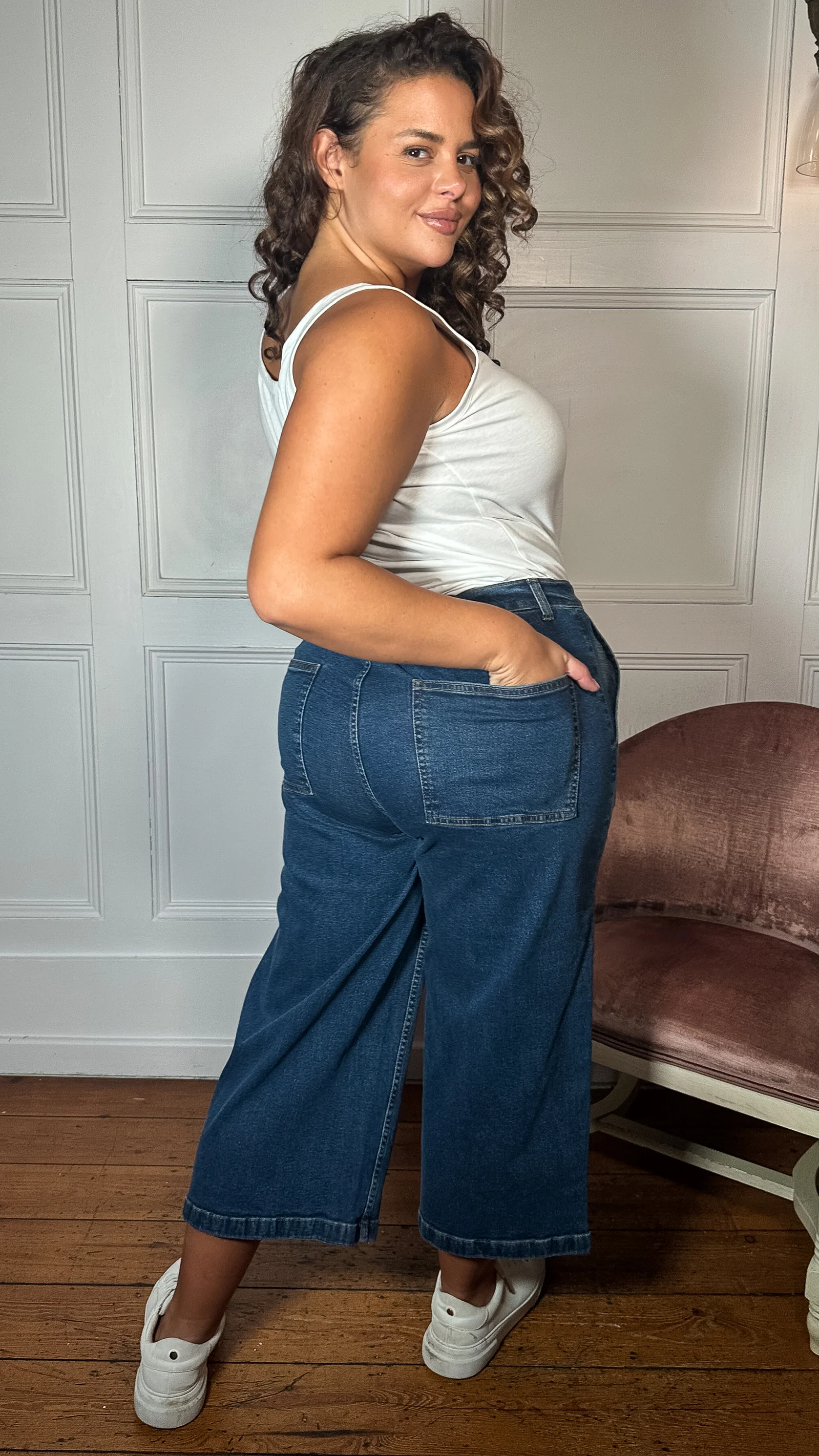 CurveWow Denim Culotte Mid Wash - Insurauncei