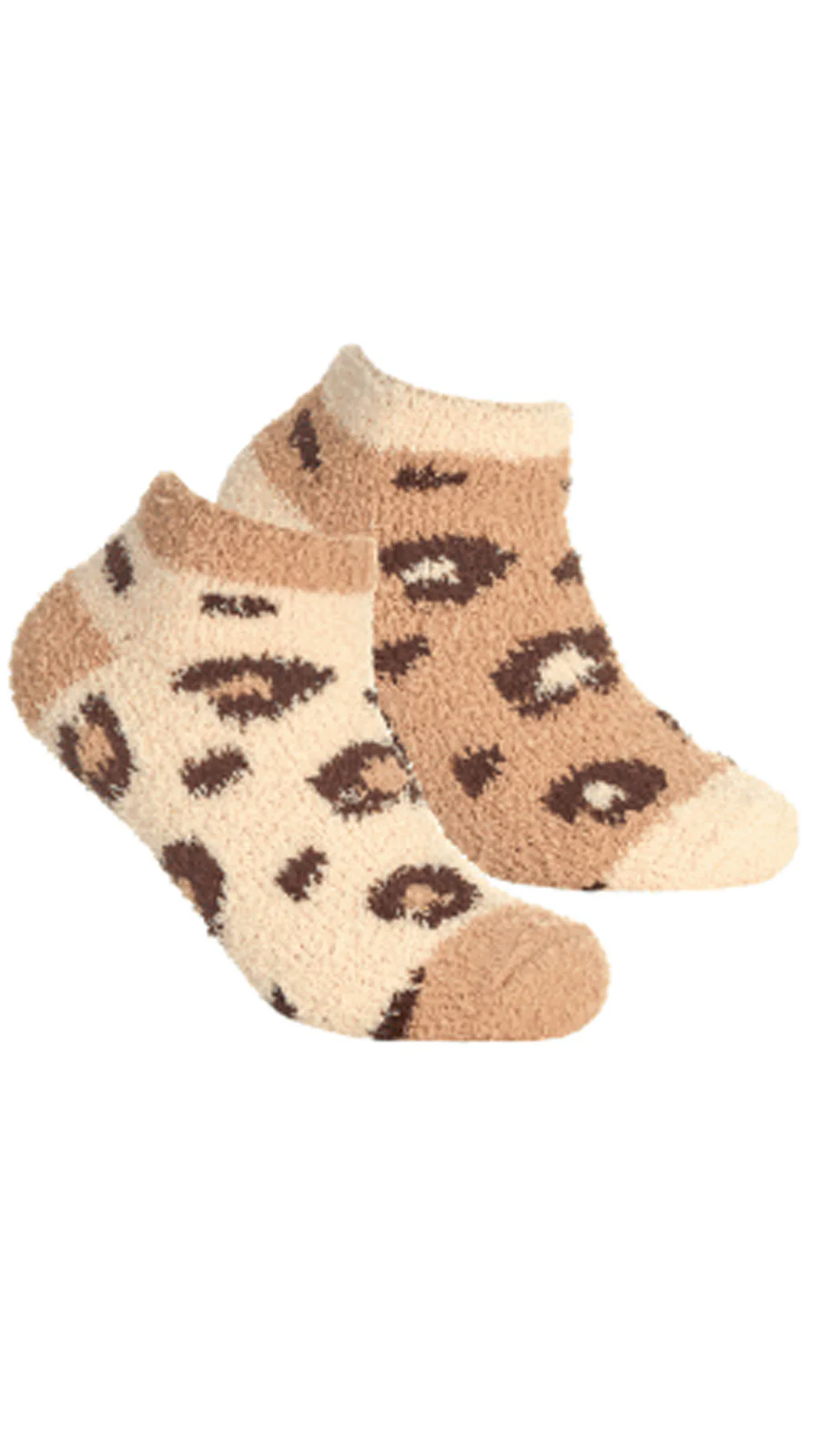 2 Pack Animal Print Trainer Liner Cosy Socks Beige - Insurauncei