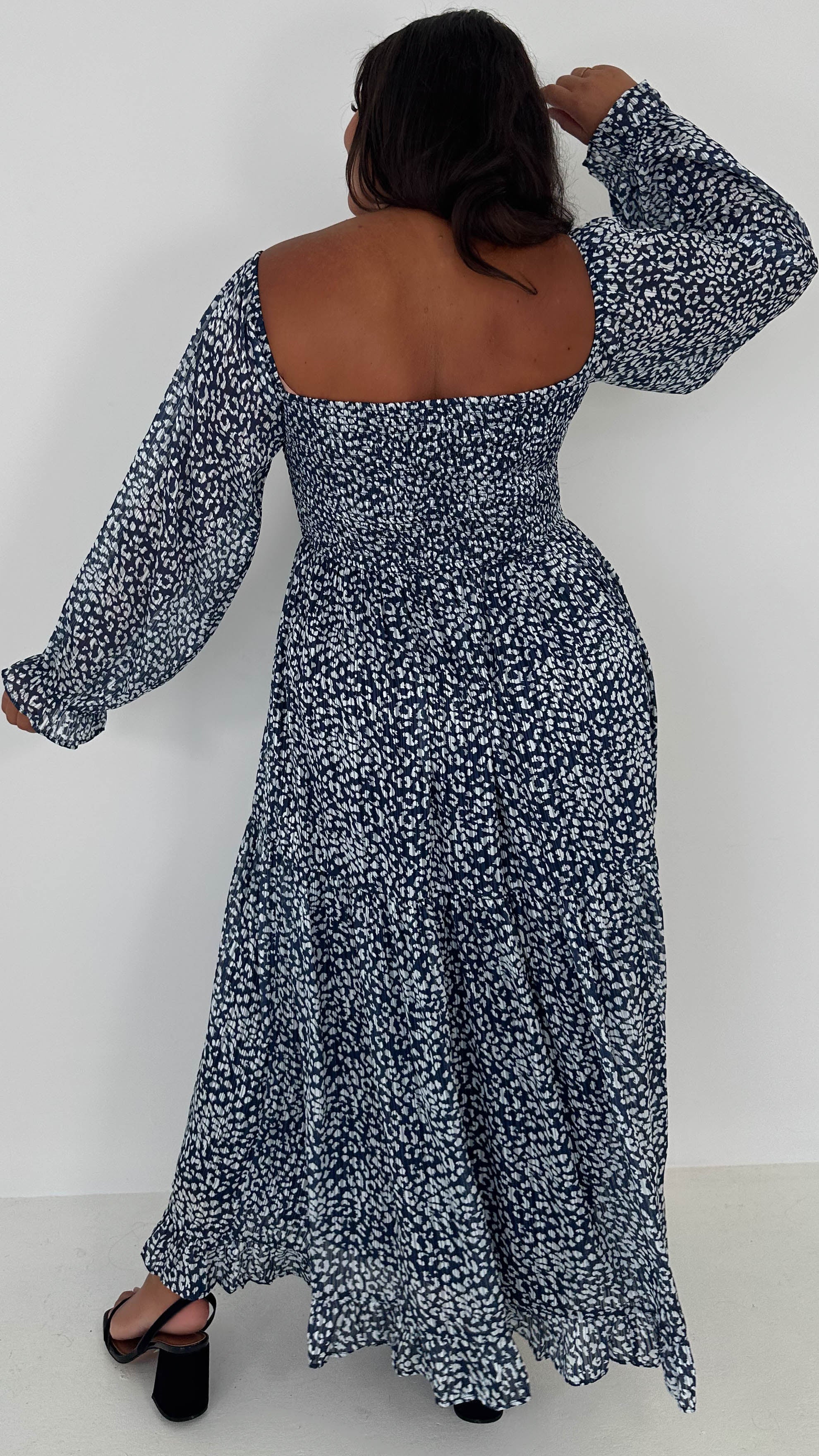 CurveWow Shirred Top Maxi Dress Animal - Insurauncei