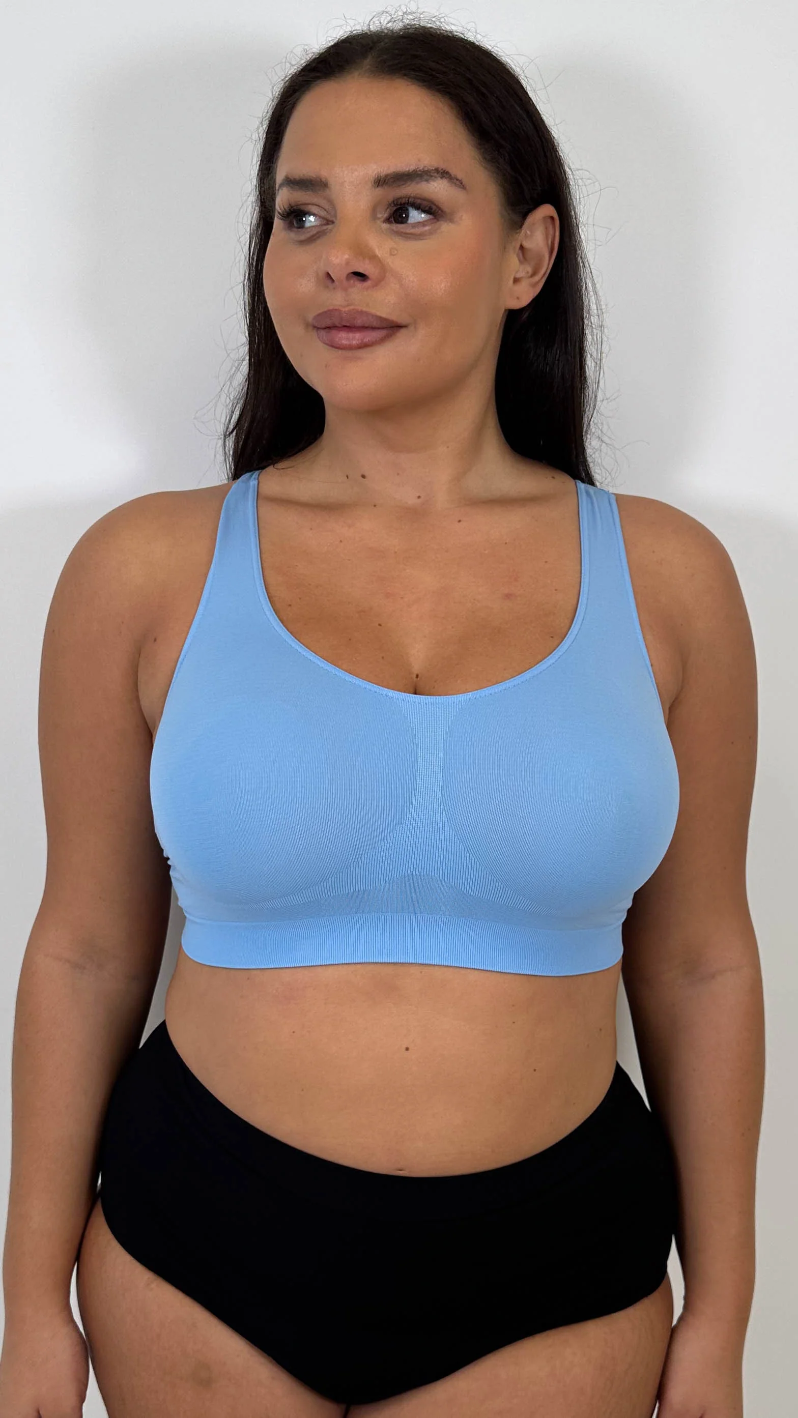 Curvy Seam Free Comfort Bra Blue - Insurauncei