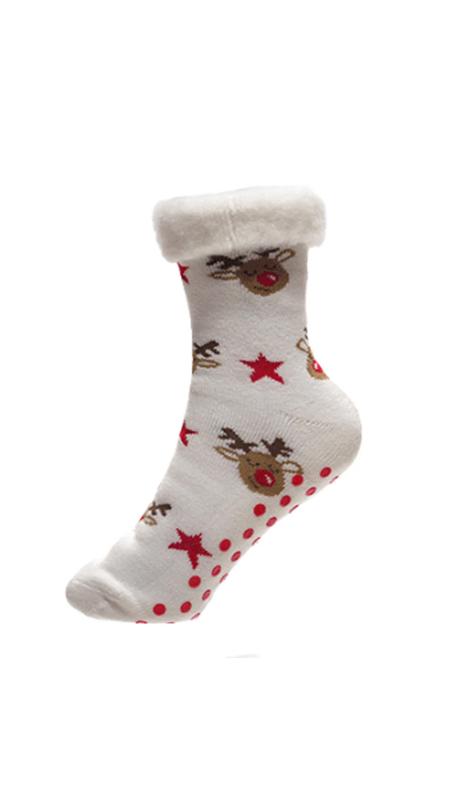 Christmas Design Bed Brushed Socks With Gripper White - Insurauncei