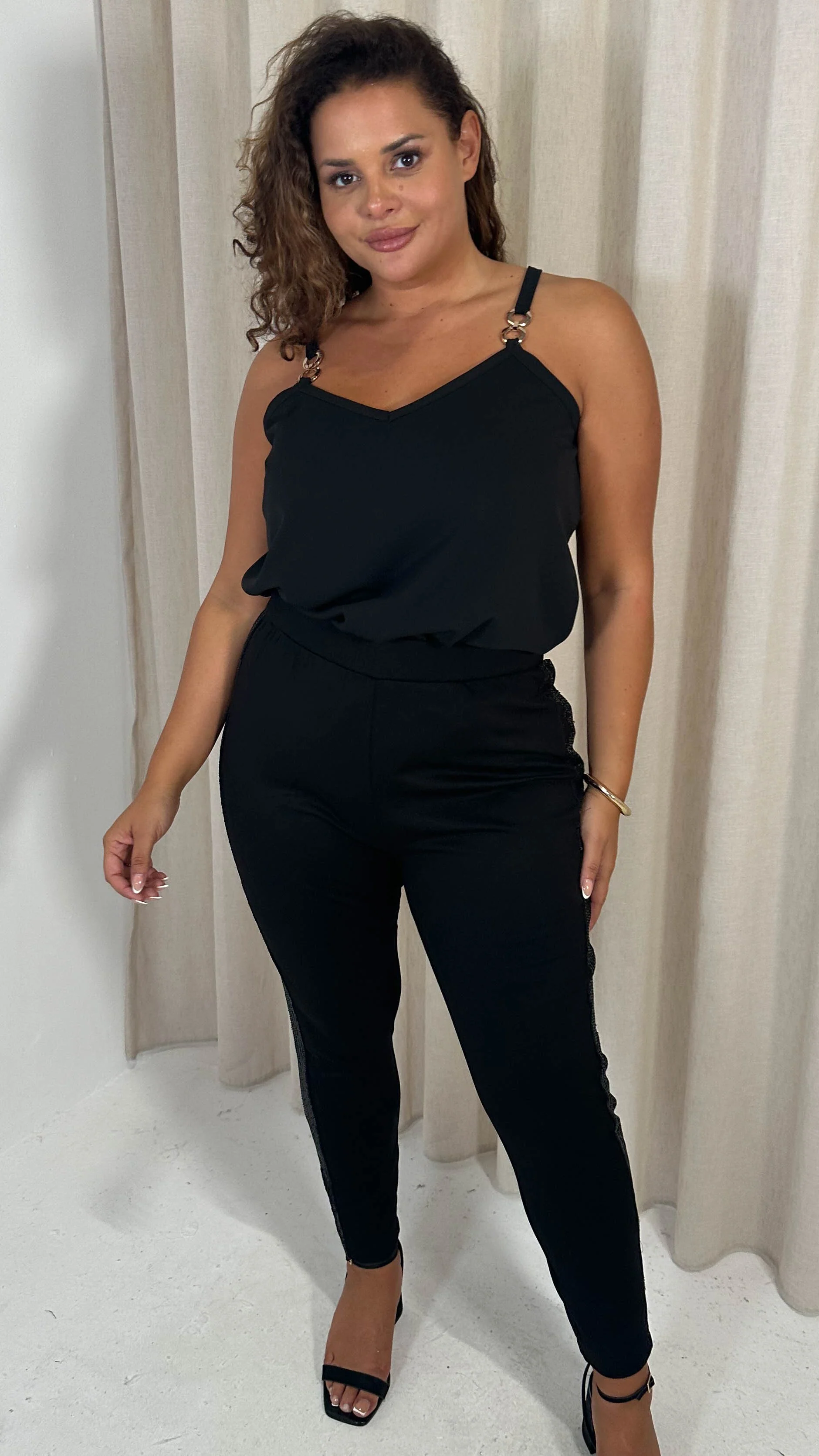 CurveWow Ponte Sequin Leggings Black - Insurauncei