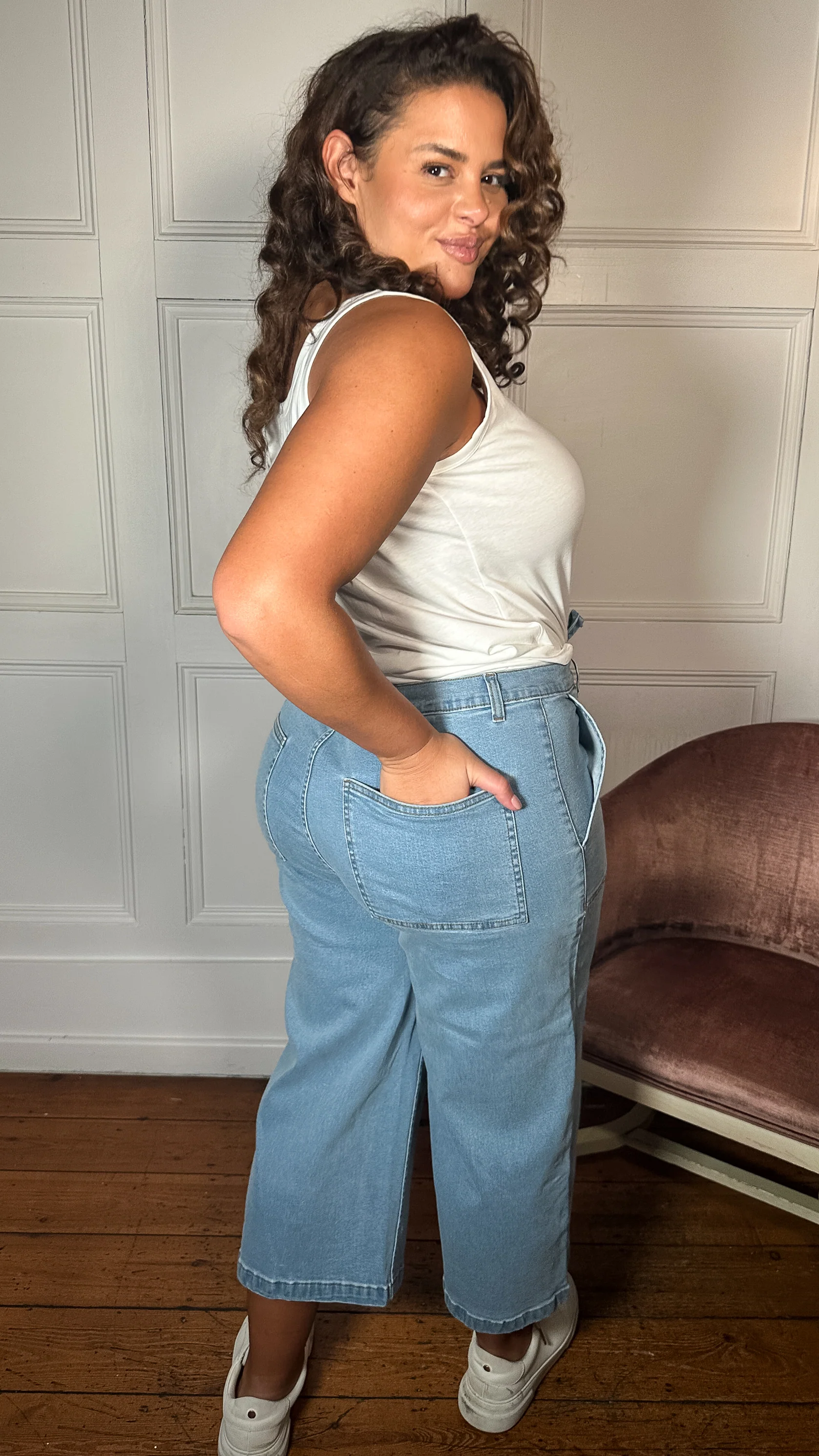CurveWow Denim Culotte Light Wash - Insurauncei