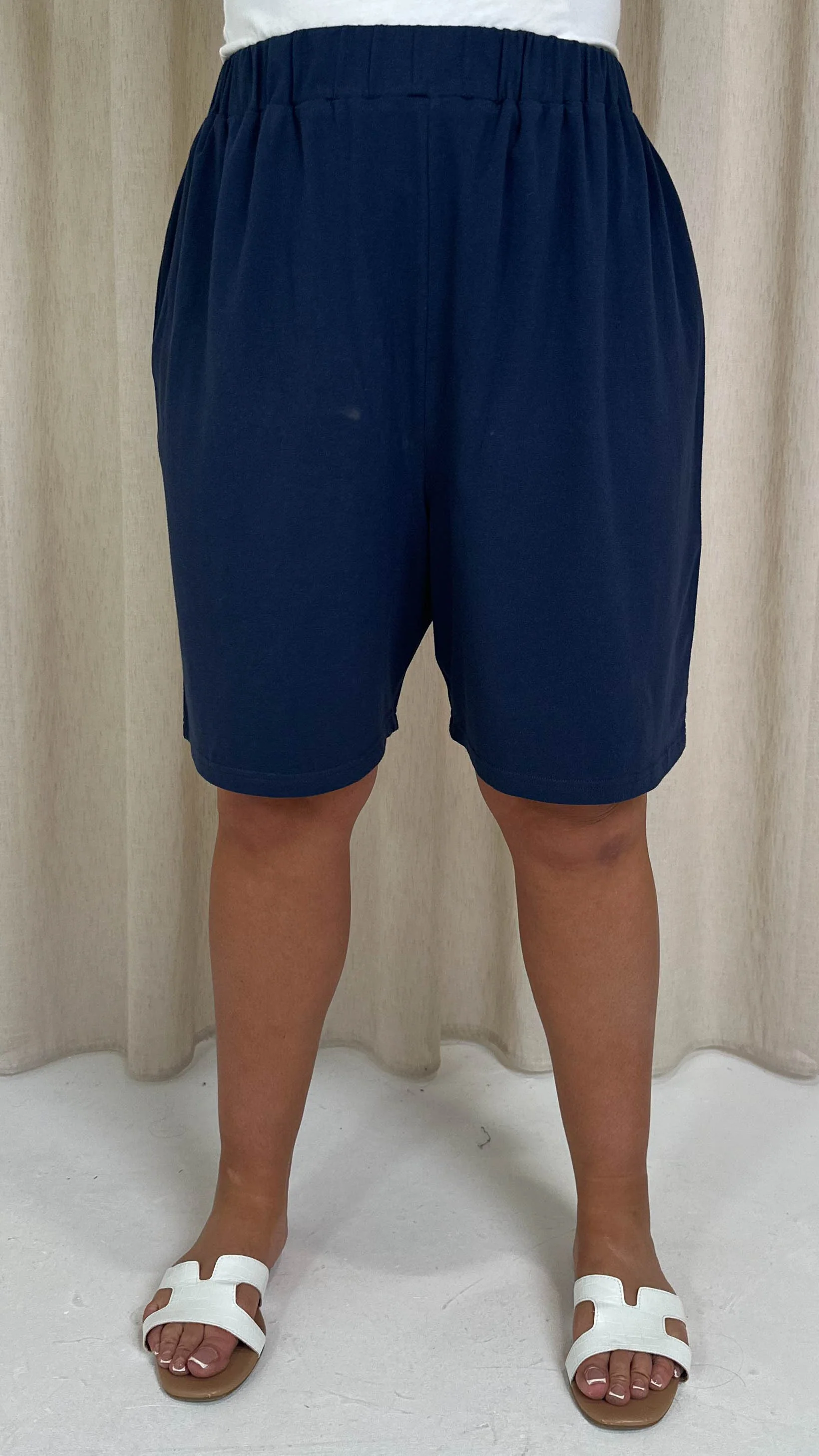 CurveWow Basic Pull On Shorts Navy - Insurauncei