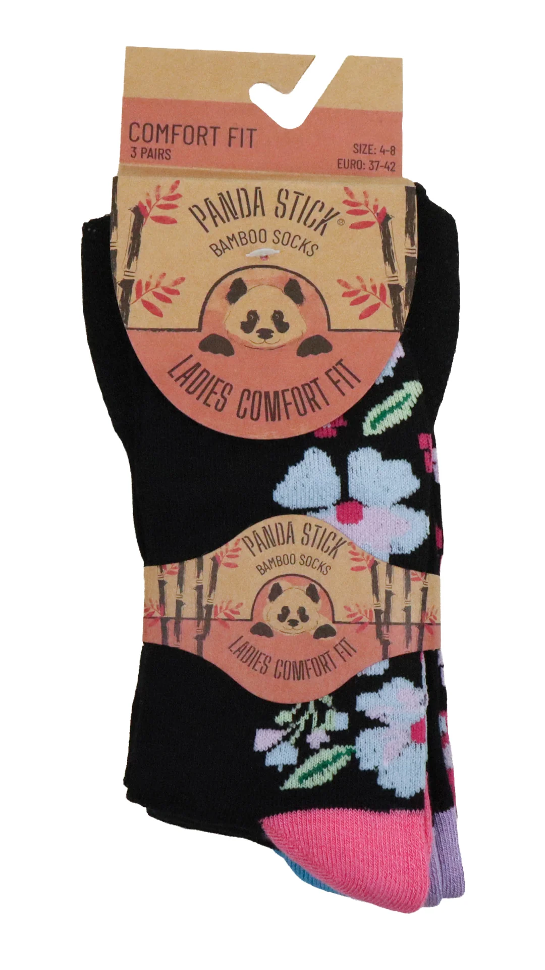 3 Pack Comfort Fit Bamboo Socks Pink Ditsy - Insurauncei