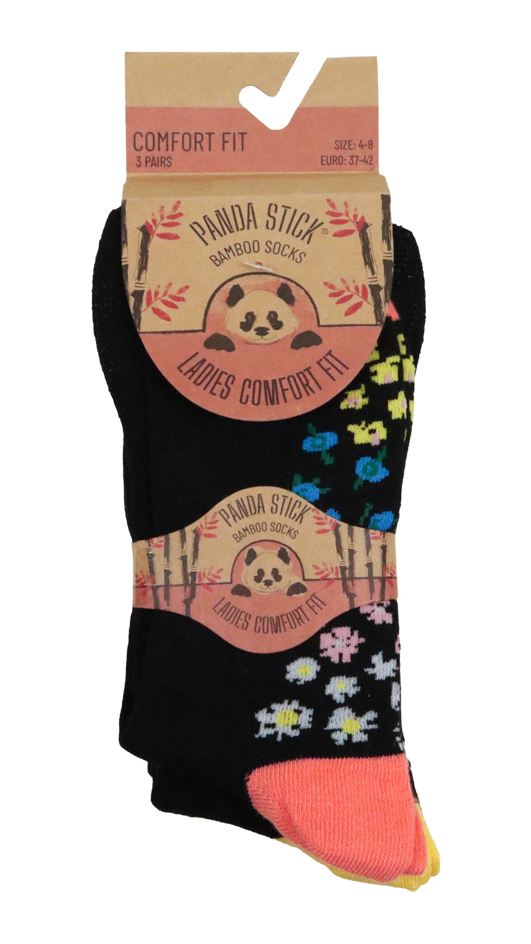 3 Pack Comfort Fit Bamboo Socks Orange Ditsy - Insurauncei