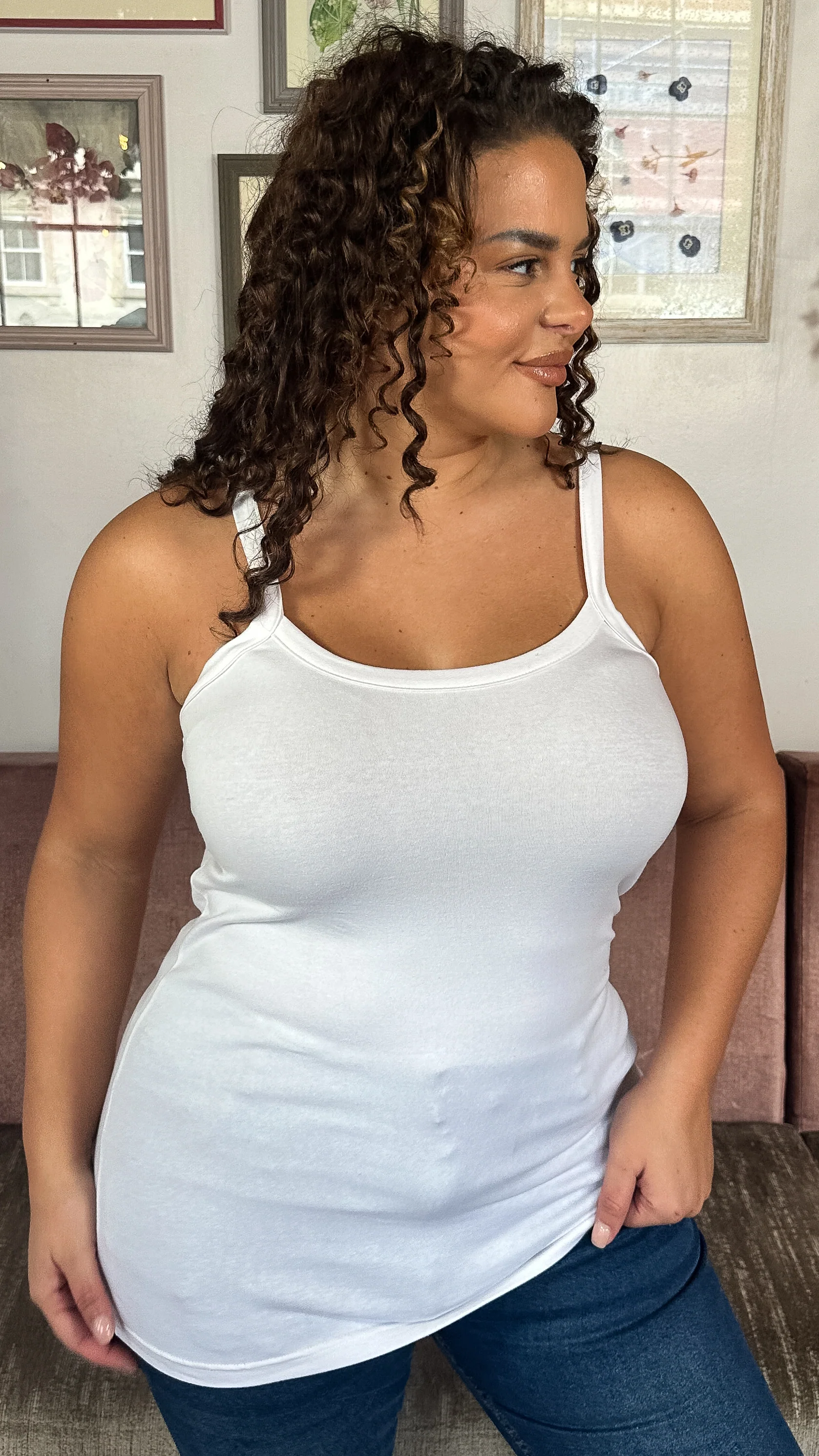 CurveWow Basic Cami Top White - Insurauncei