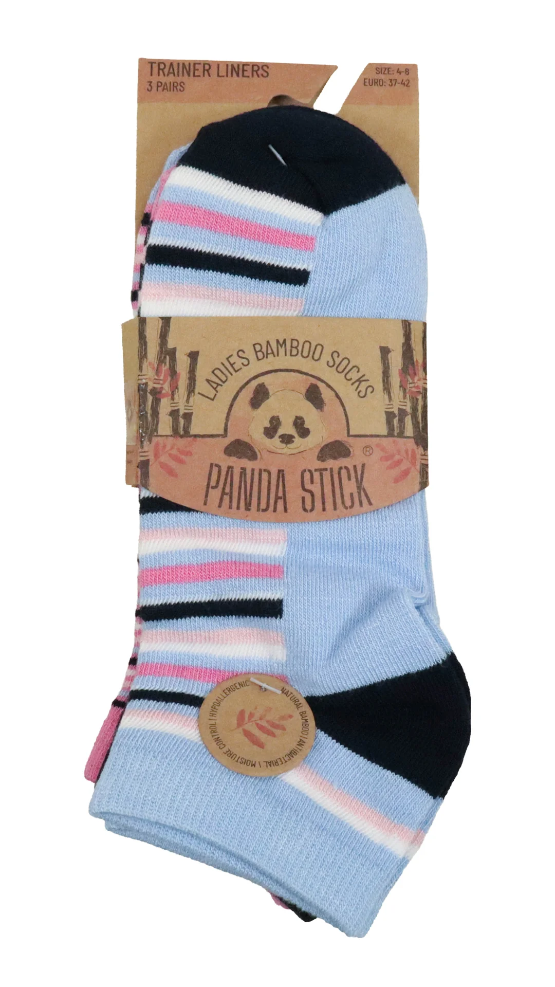 3 Pack Bamboo Trainer Socks Blue Stripe - Insurauncei