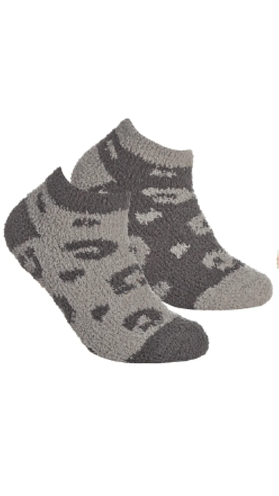 2 Pack Animal Print Trainer Liner Cosy Socks Grey - Insurauncei