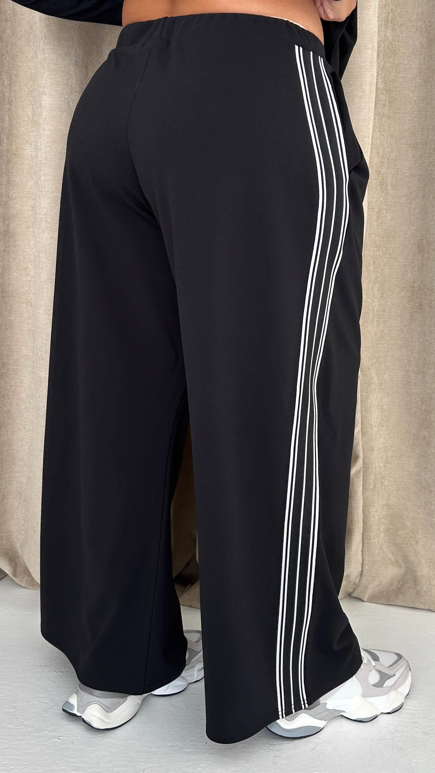 CurveWow Tape Wide Leg Trouser Black - Insurauncei