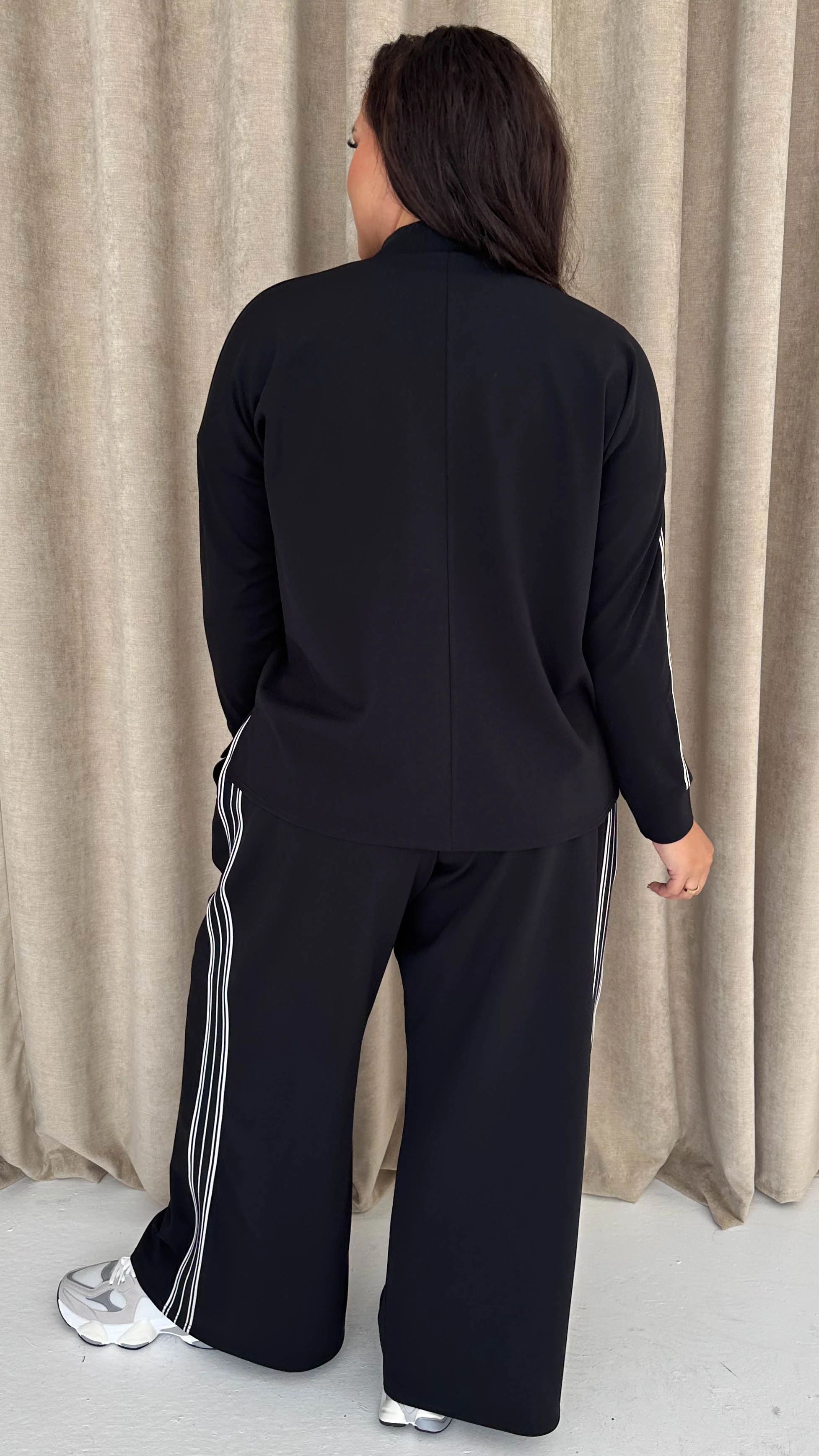 CurveWow Tape Wide Leg Trouser Black - Insurauncei