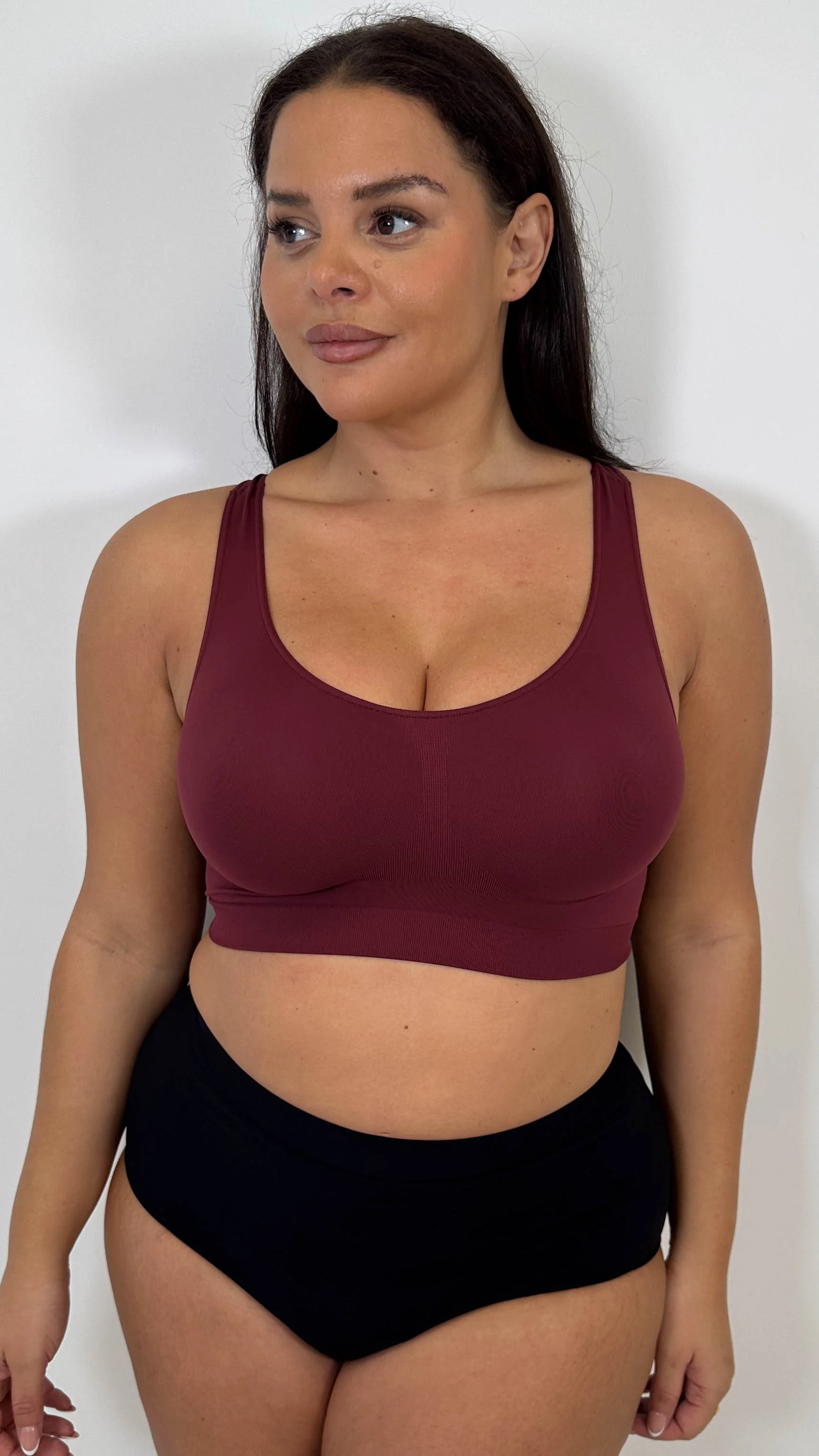 Curvy Seam Free Comfort Bra Burgundy - Insurauncei