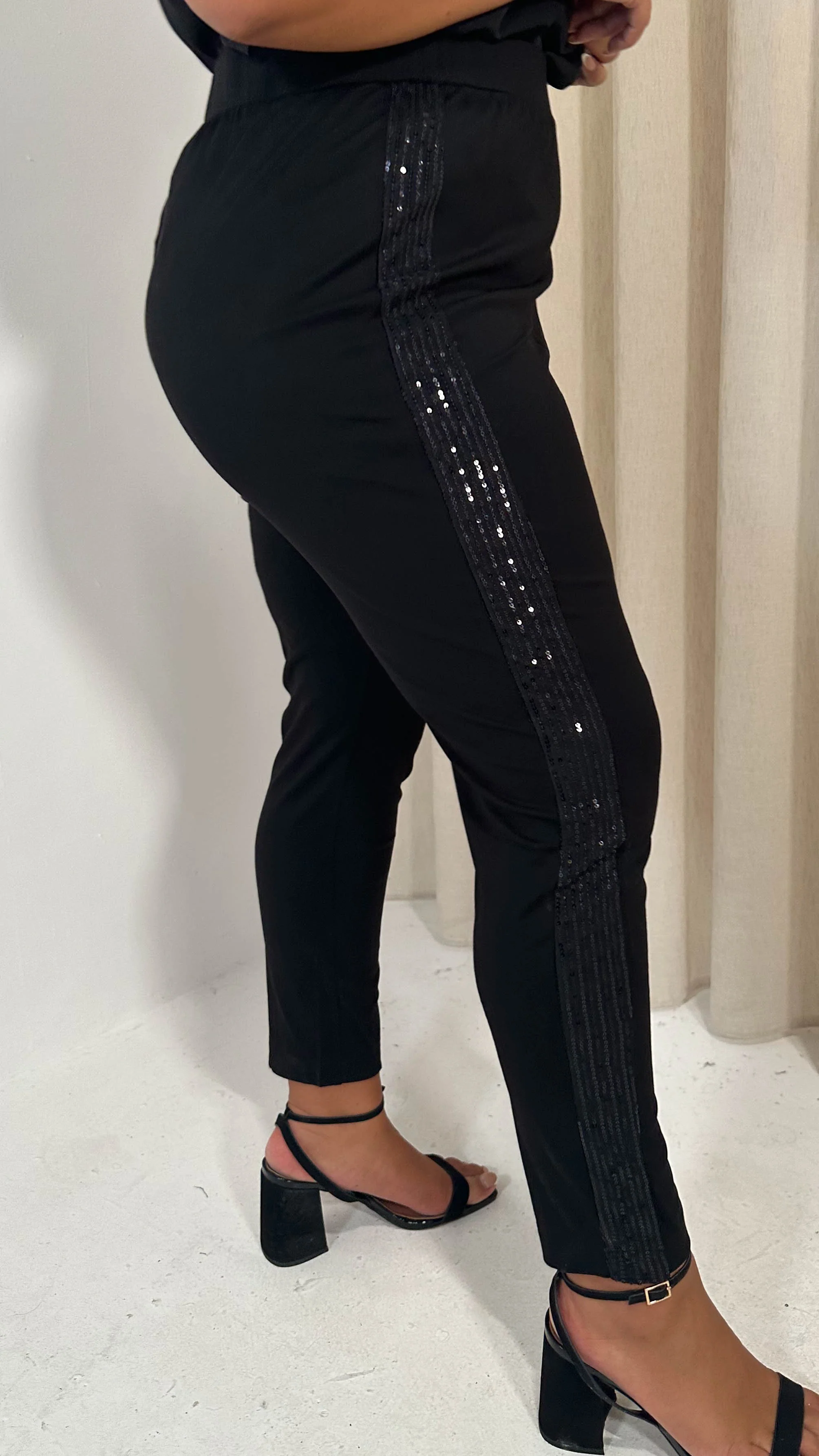 CurveWow Ponte Sequin Leggings Black - Insurauncei