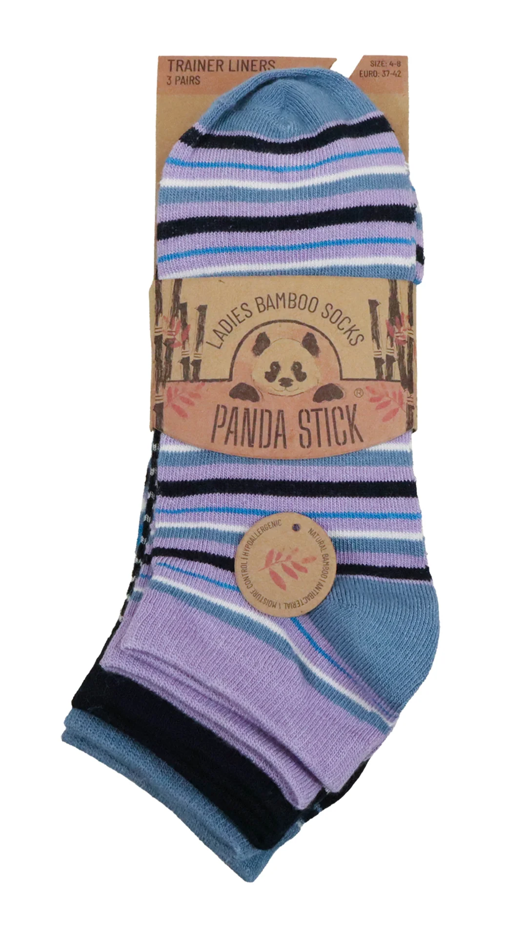3 Pack Bamboo Trainer Socks Purple Stripe - Insurauncei