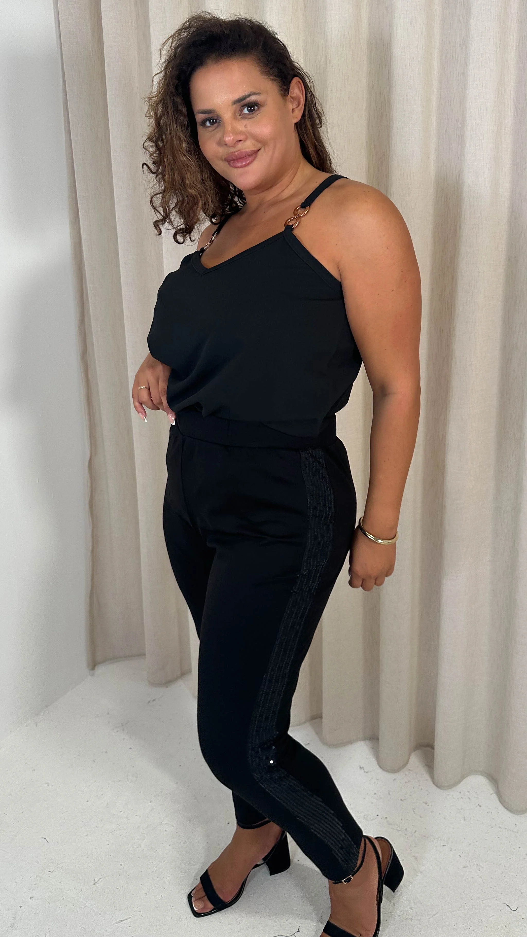 CurveWow Ponte Sequin Leggings Black - Insurauncei