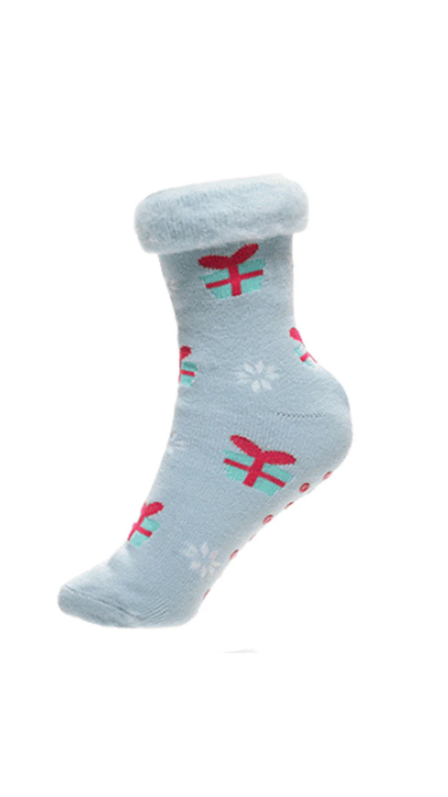 Christmas Design Bed Brushed Socks With Gripper Blue - Insurauncei