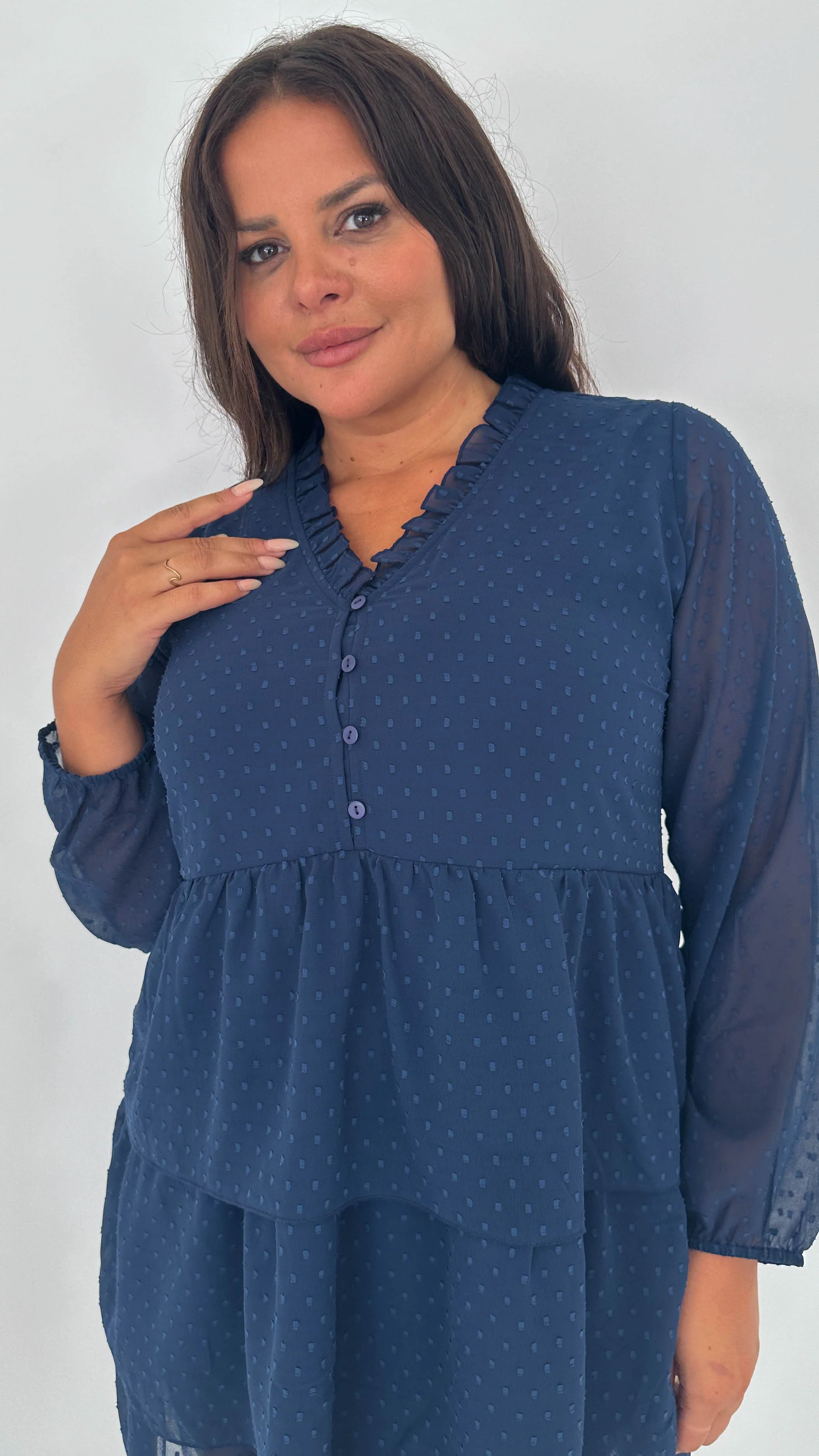 CurveWow Tiered Mini Dress Navy - Insurauncei