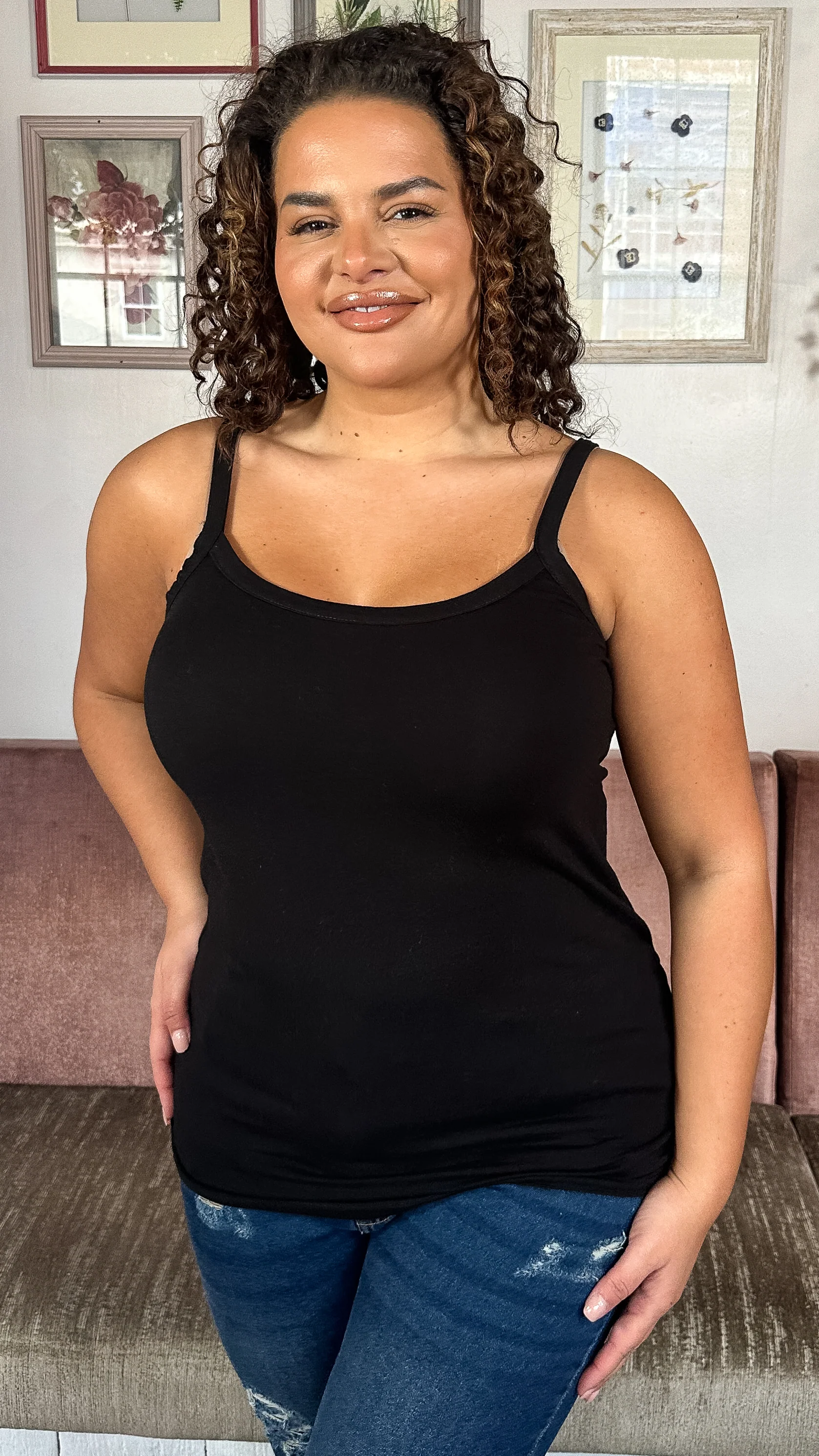 CurveWow Basic Cami Top Black - Insurauncei
