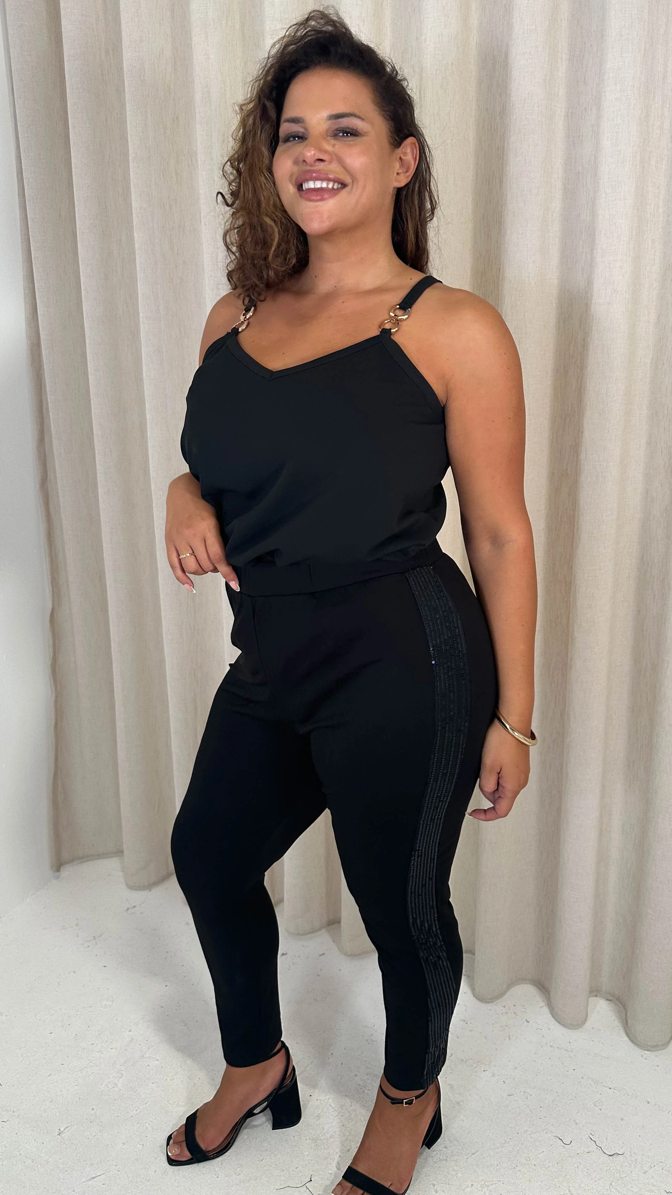 CurveWow Ponte Sequin Leggings Black - Insurauncei