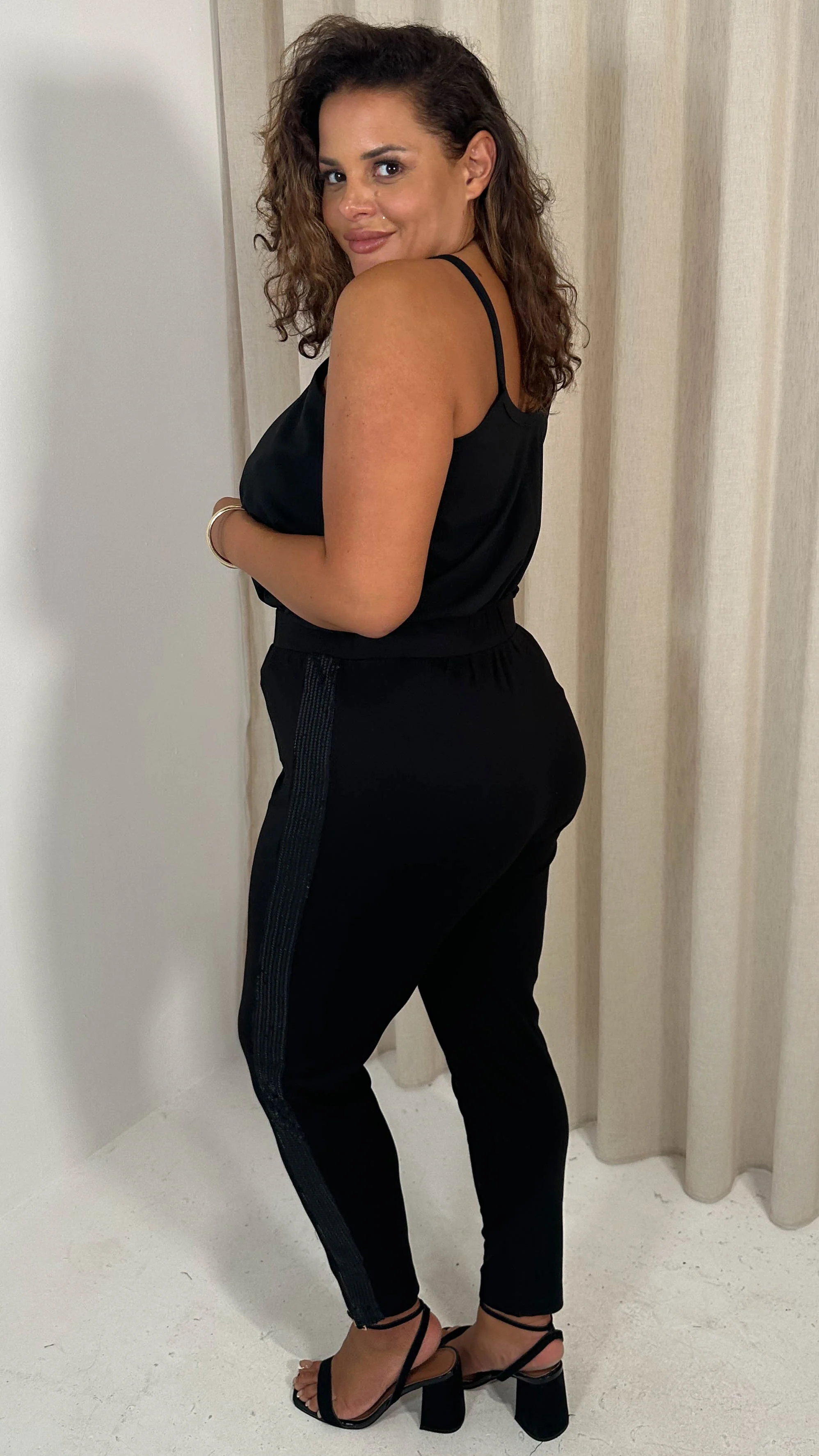 CurveWow Ponte Sequin Leggings Black - Insurauncei