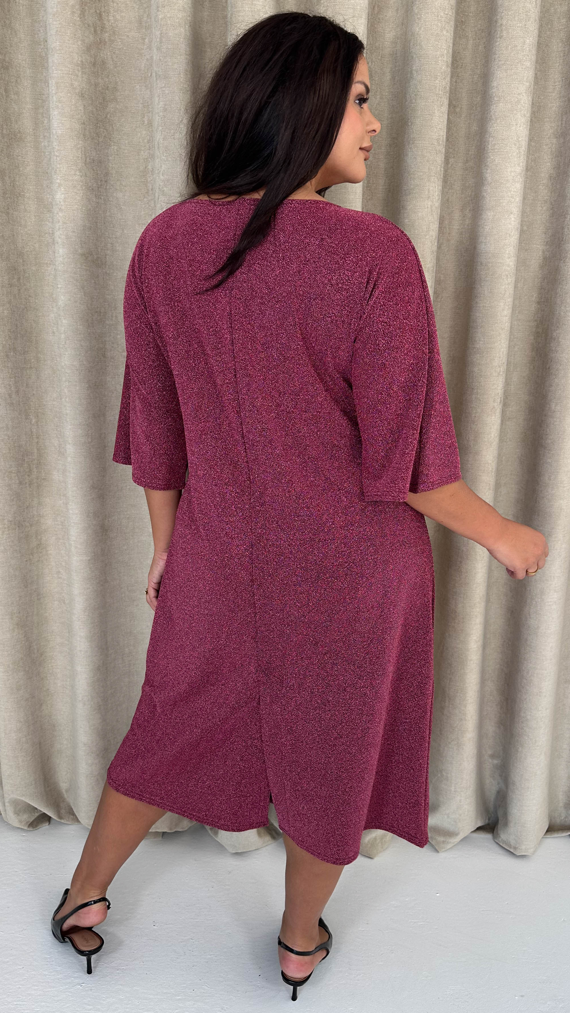 CurveWow Knot Dress Sparkle Pink - Insurauncei